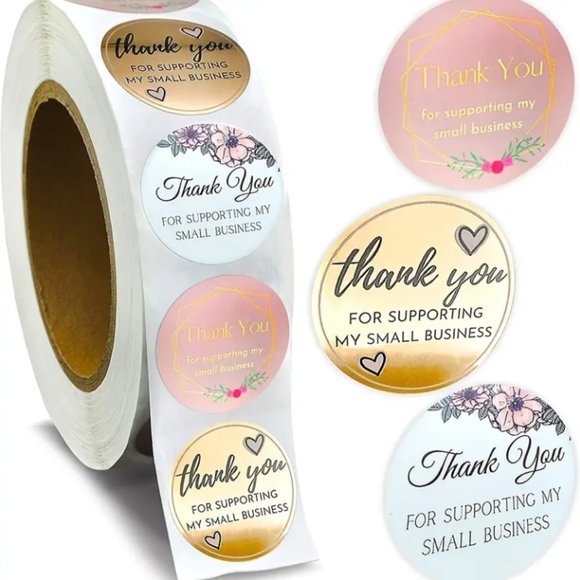 500 Count 1.5 inch 3 Style Design Thank You Stickers - Picture 1 of 2